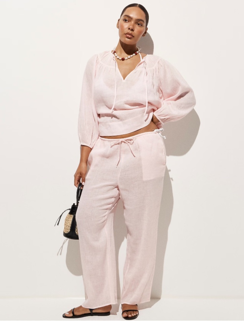 J. Crew Beach pant in Hampton linen-blend - White Rose